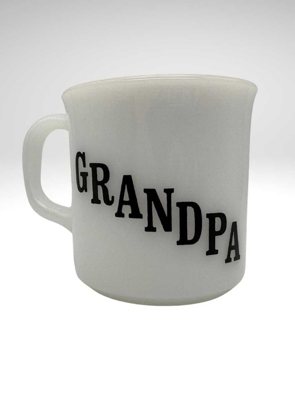 Vintage 70's Fire-King Anchor Hocking Grandpa Milk Glass Mug USA 209 (SKU:004MG)